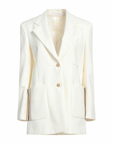 Palm Angels Woman Blazer Cream Polyester, Virgin Wool, Cotton Cover