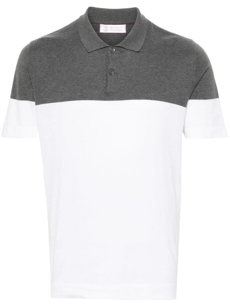 Brunello Cucinelli fine-ribbed polo shirt - White Cover