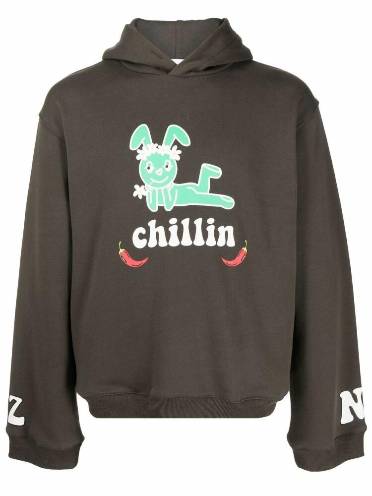 Natasha Zinko Chillin graphic-print hoodie - Brown Cover