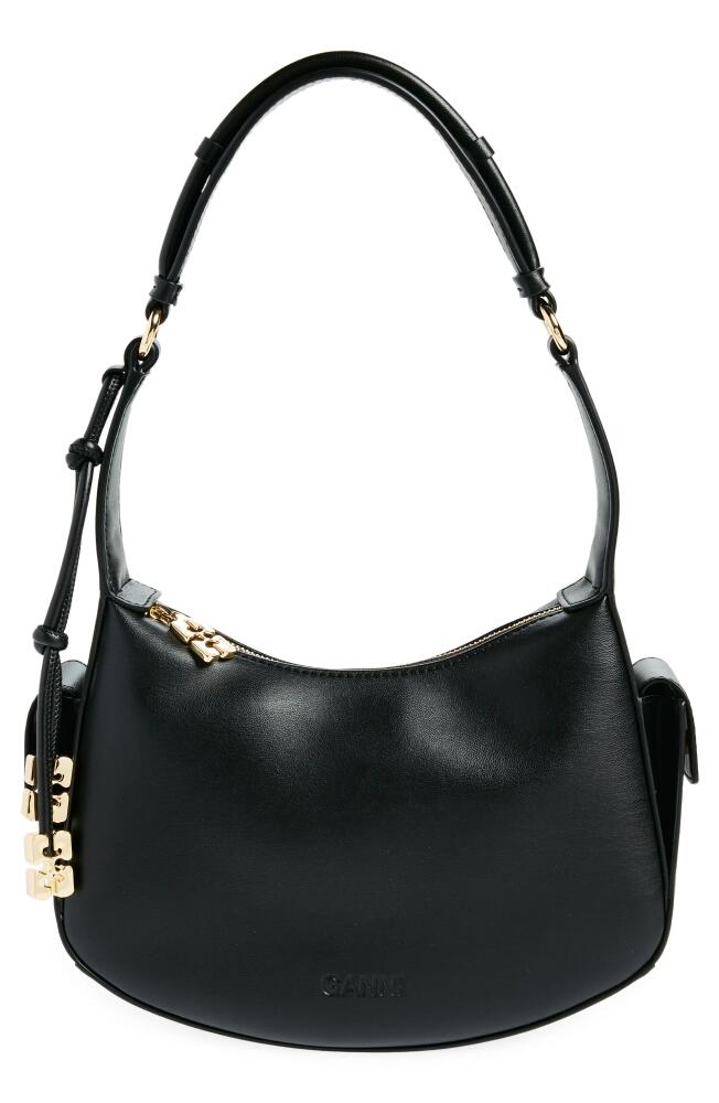 Ganni Leather Shoulder Bag in Black Cover