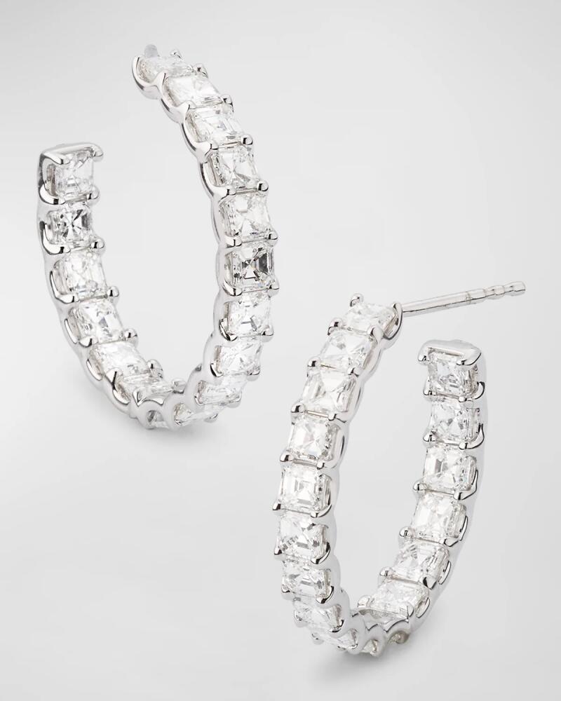 Neiman Marcus Diamonds 18K White Gold Inside Out Diamond Hoop Earrings, 5.10tcw Cover