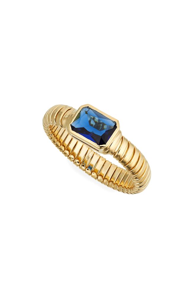 Nadri Omega Flex Ring in Gold With Blue Cover