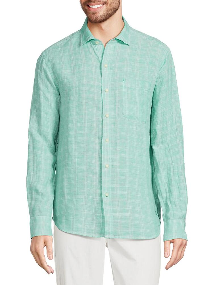 Tommy Bahama Men's Plaid Linen Sport Shirt - Turq Cover