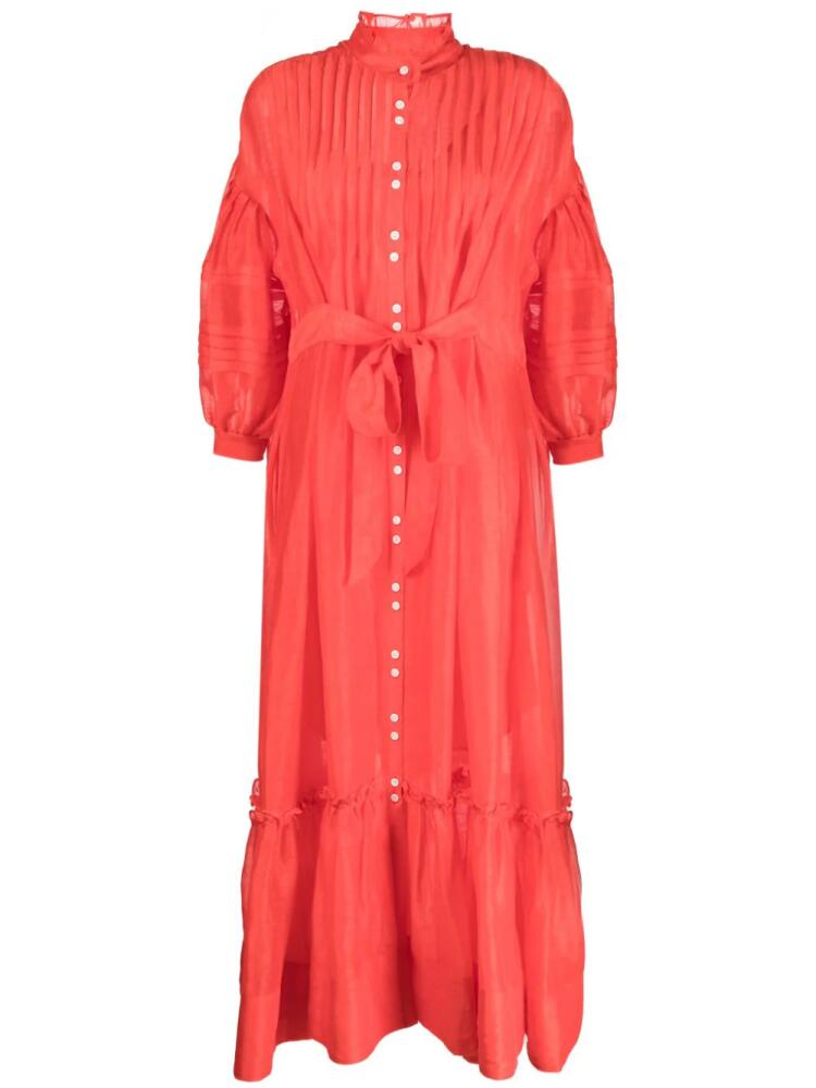 Lee Mathews puff-sleeve pleated maxi dress - Red Cover