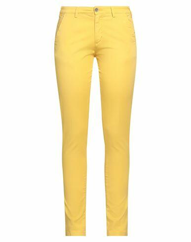 40weft Woman Pants Yellow Cotton, Elastane Cover