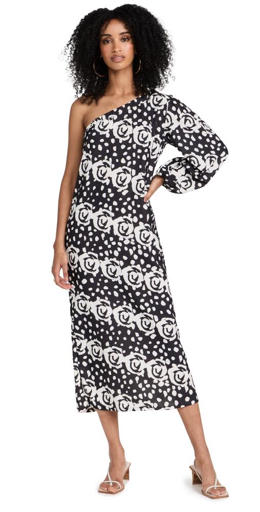 The Lulo Project Porto 2 Dress Diagonal Off White/Black Roses Cover