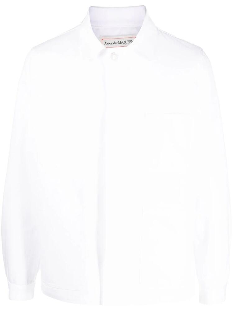 Alexander McQueen embroidered-logo denim jacket - White Cover