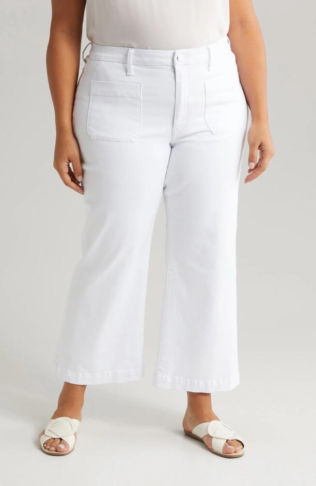 KUT from the Kloth Meg Patch Pocket High Waist Ankle Wide Leg Jeans in Optic White Cover