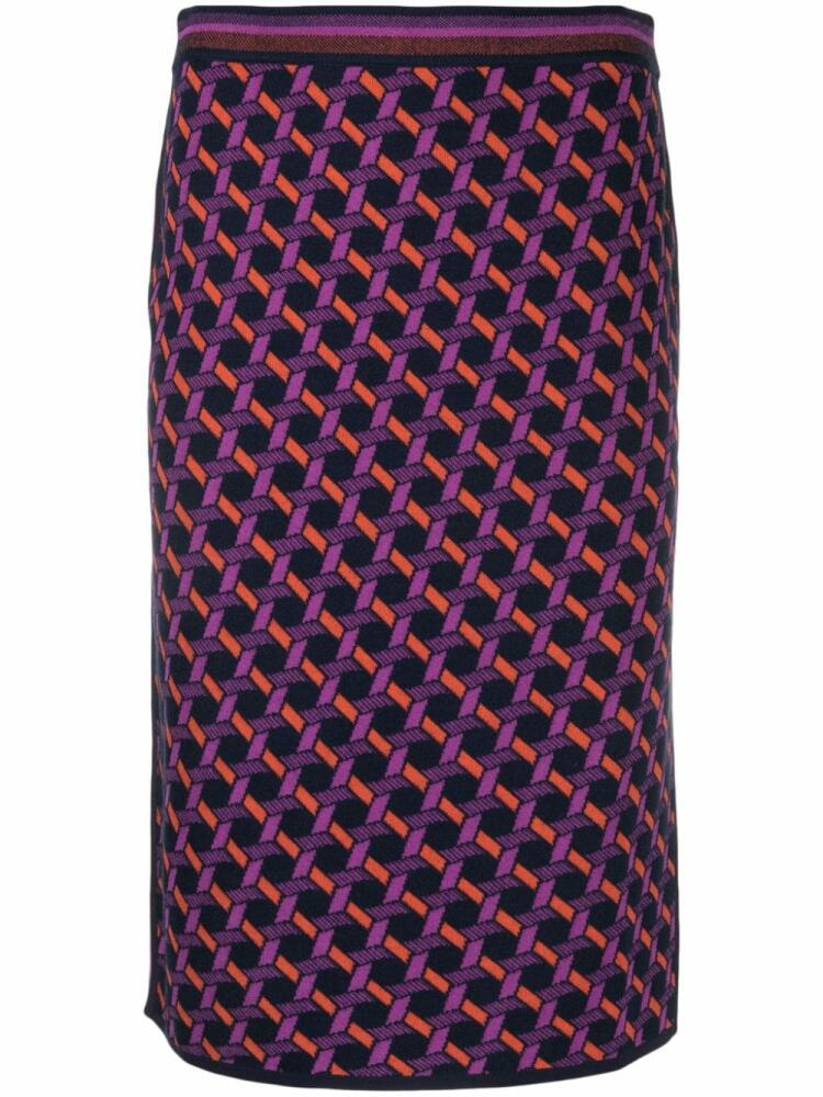 DVF Diane von Furstenberg abstract-print knitted skirt - Purple Cover