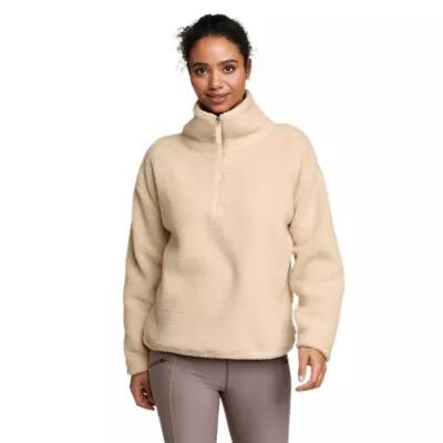 Eddie Bauer Women's We Wander Faux Shearling Fleece 1/4-Zip - Solid Cover