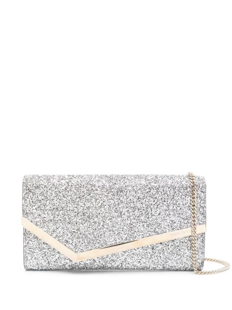 Jimmy Choo Emmie logo-debossed clutch bag - Silver Cover