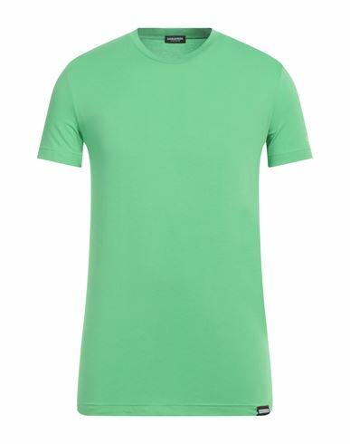 Dsquared2 Man Undershirt Green Cotton, Elastane Cover