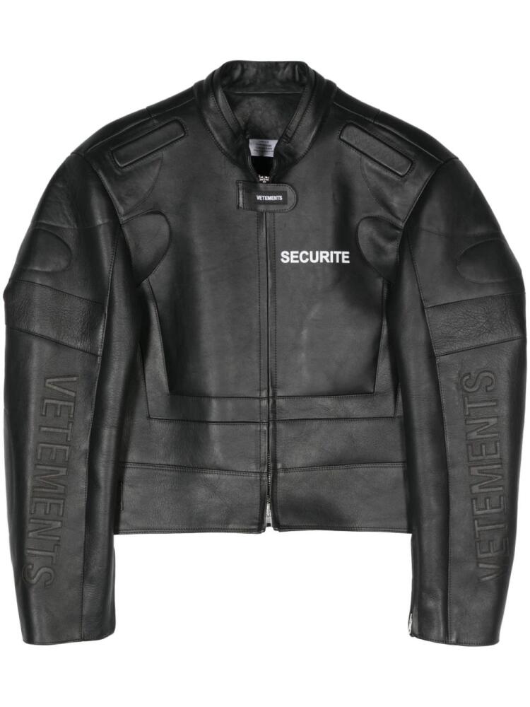 VETEMENTS Securite Motorcross leather jacket - Black Cover