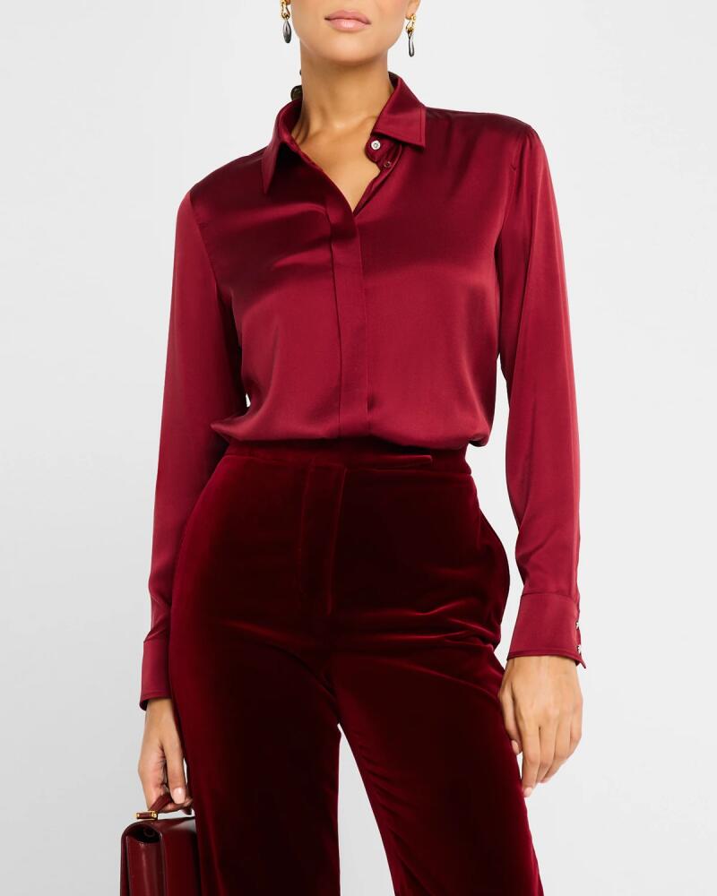 Max Mara Studio Baden Button-Down Stretch Silk Shirt Cover