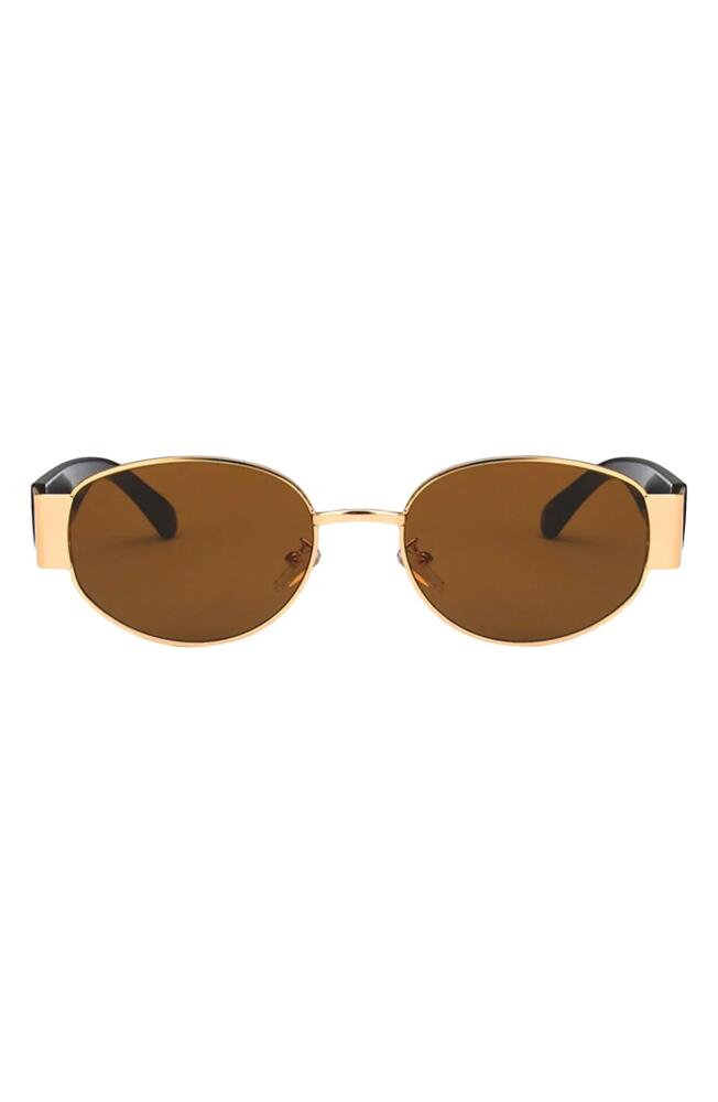 Fifth & Ninth Elliot 57mm Polarized Oval Sunglasses in Brown/gold Cover