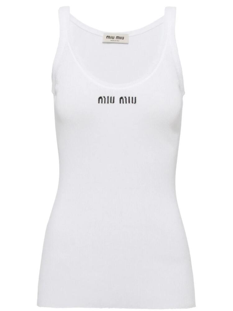 Miu Miu ribbed knit cotton tank top - White Cover