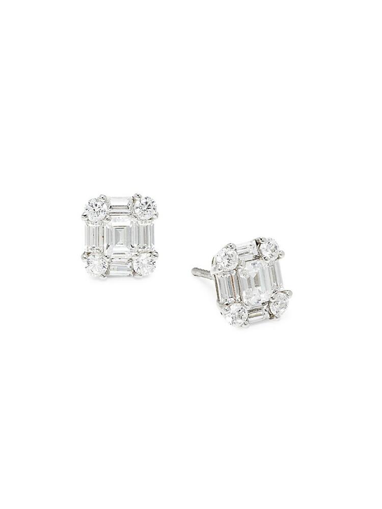 Lafonn Women's Classic Sterling Silver & Stacked Baguette Cubic Zirconia Stud Earrings Cover