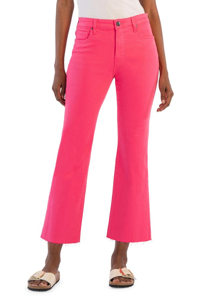 KUT from the Kloth Kelsey High Waist Flare Ankle Jeans in Bubble Gum Cover