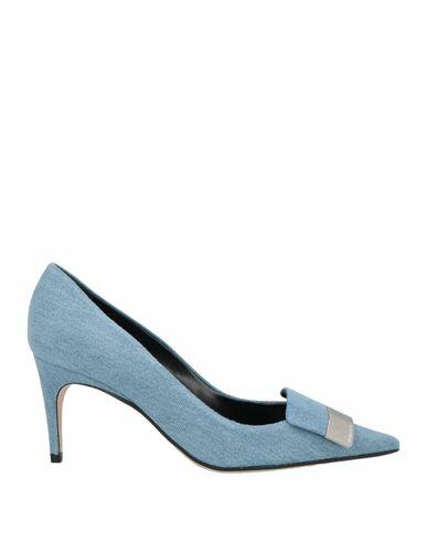 Sergio Rossi Woman Pumps Light blue Textile fibers Cover