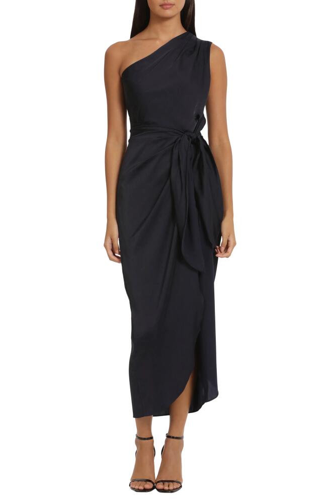 DONNA MORGAN FOR MAGGY Draped Skirt One-Shoulder Dress in Twilight Navy Cover