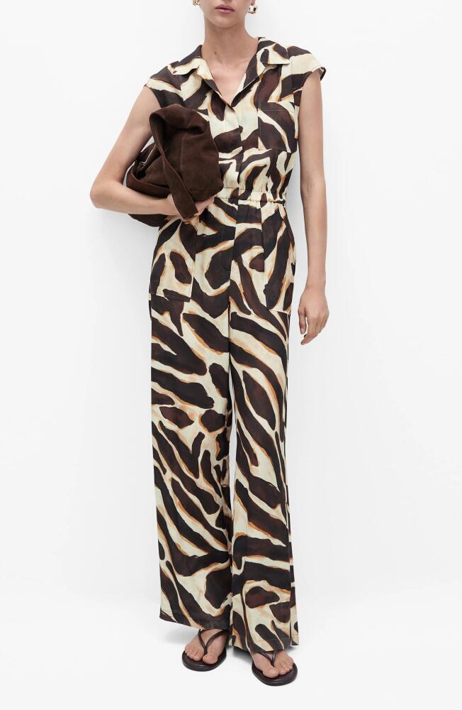 MANGO Animal Print Jumpsuit in Brown Cover