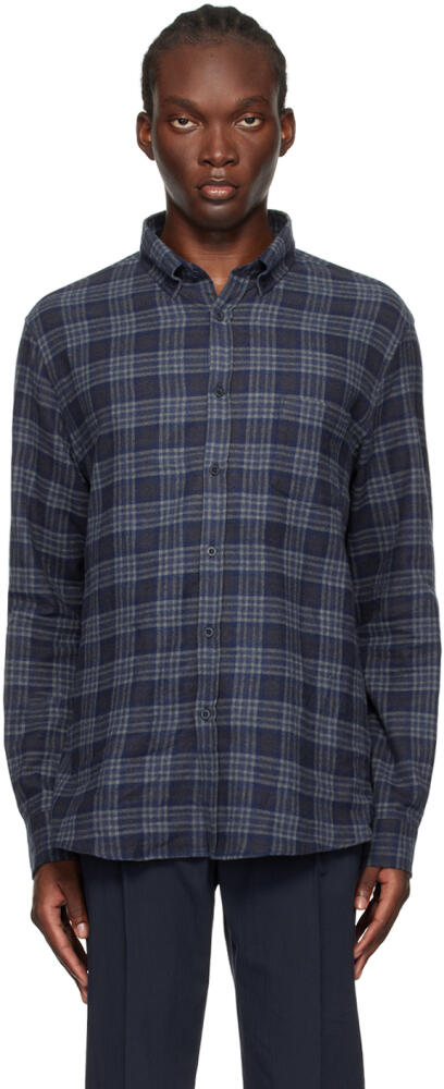 Sunspel Navy Check Shirt Cover