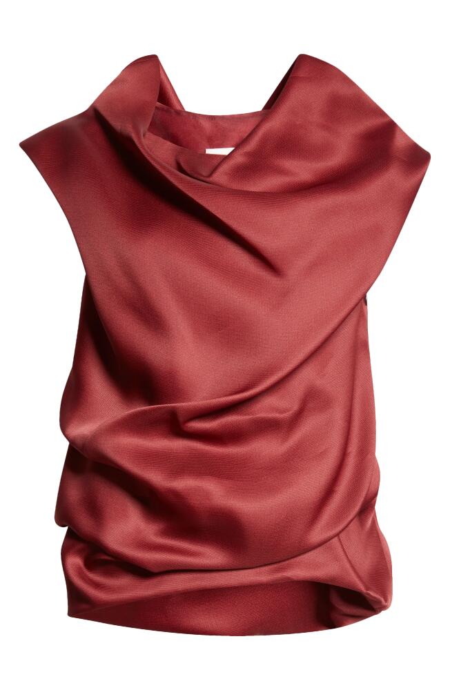 Khaite Luola Cowl Neck Silk Gazar Top in Oxblood Cover