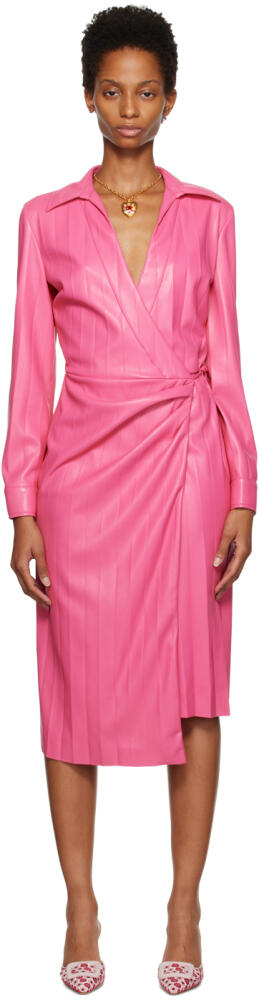 MSGM Pink Faux-Leather Midi Dress Cover