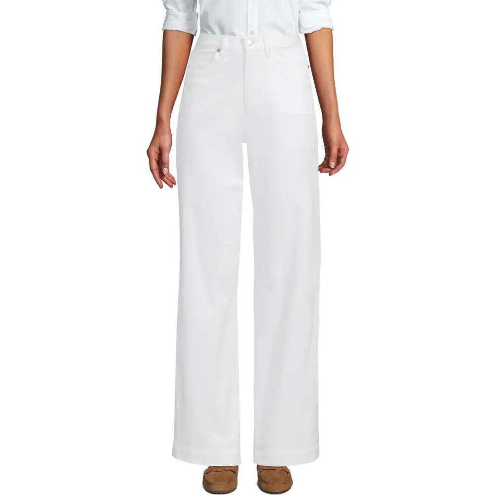 Lands' End High Rise 5 Pocket Wide Leg Chino Pants in White Cover