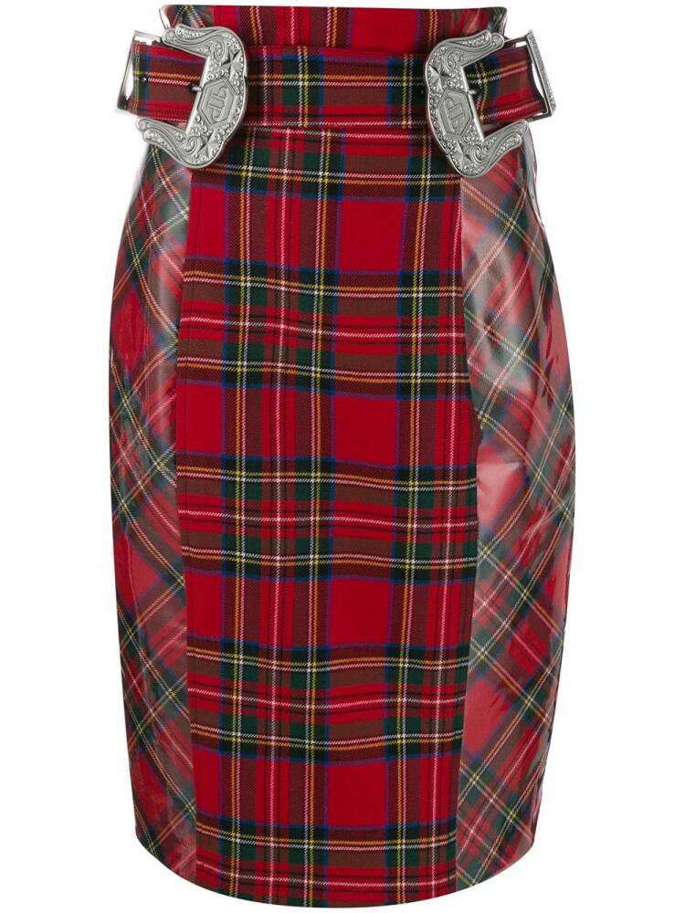 Philipp Plein Tartan pencil skirt - Red Cover