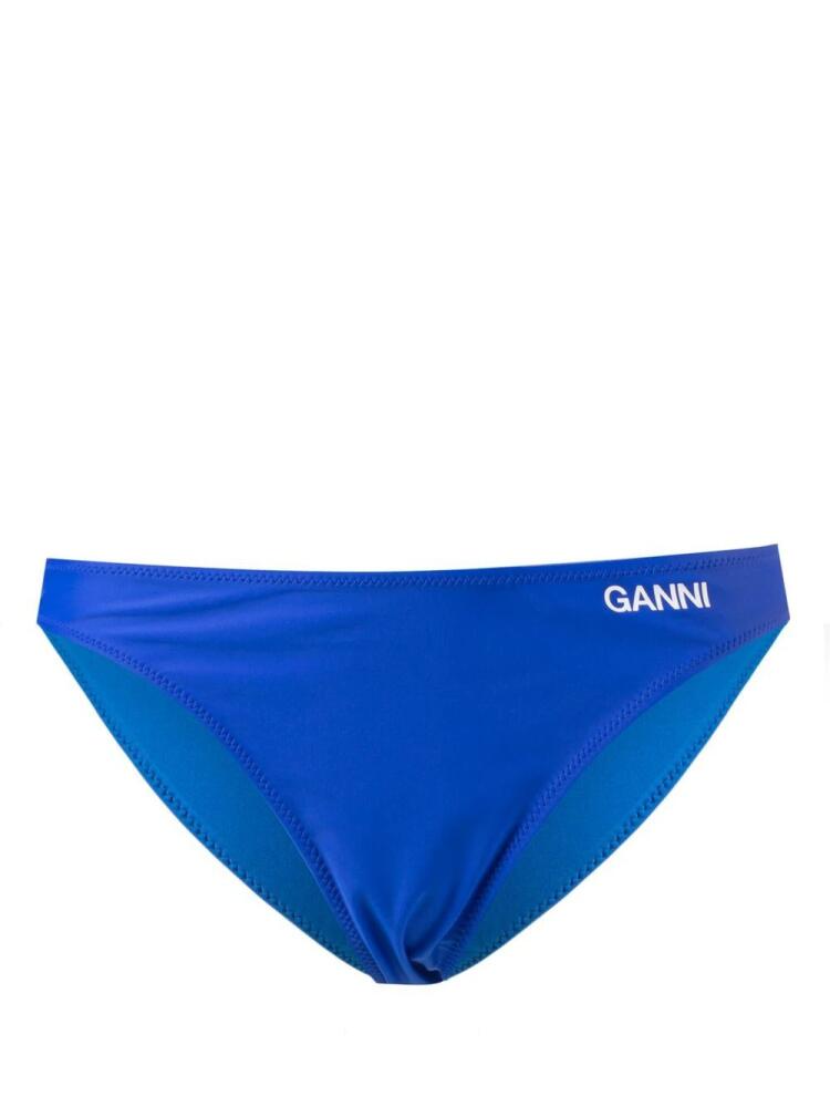 GANNI logo-print bikini bottoms - Blue Cover