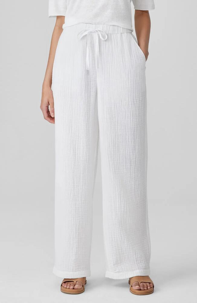 Eileen Fisher Organic Cotton Drawstring Straight Leg Pants in White Cover