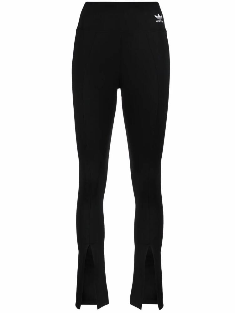 adidas skinny-cut flared slit trousers - Black Cover