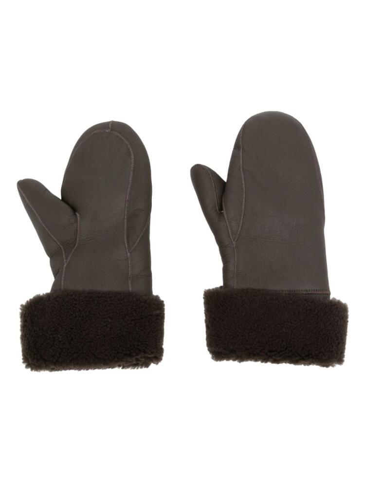 Yves Salomon short lambskin mittens - Brown Cover