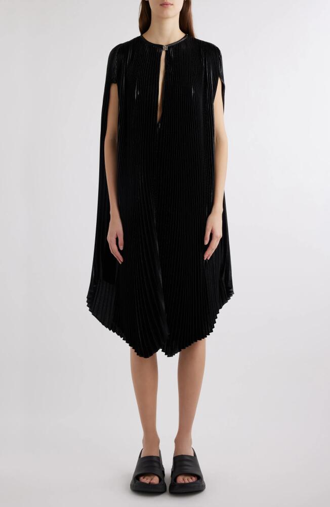 Givenchy Pleated Silk Blend Twill Cape Dress in Black Cover