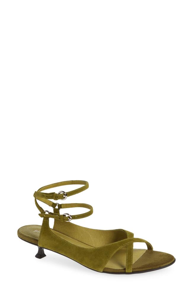 Jeffrey Campbell Mistie Strappy Kitten Heel Sandal in Olive Suede Cover