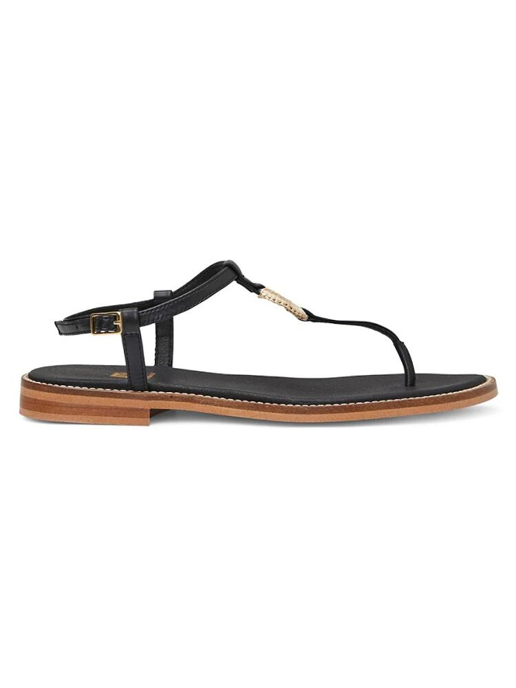 Bruno Magli Women's Jenna T-Strap Flat Sandals - Black Cover