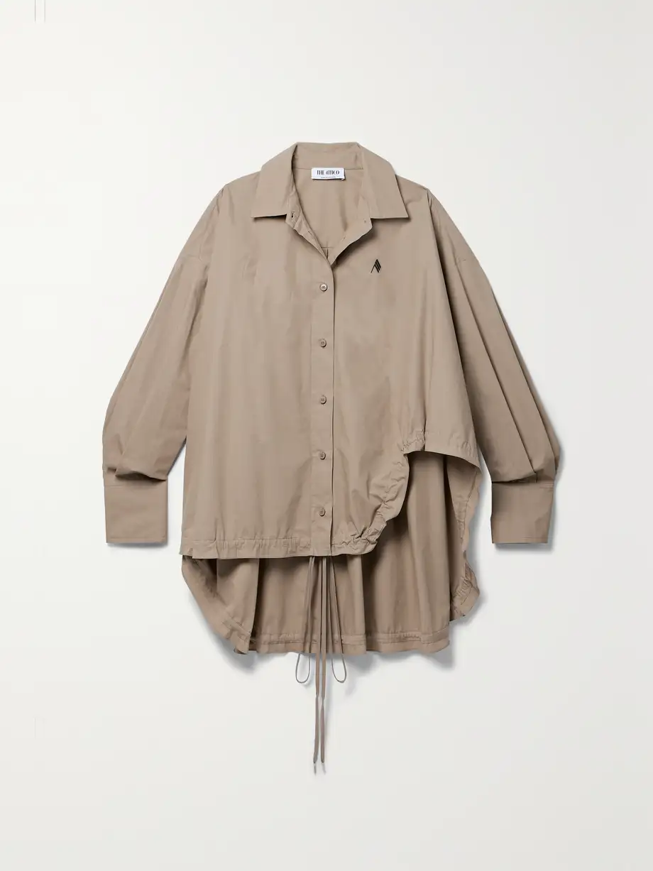 The Attico - Oversized Embroidered Poplin Shirt - Brown Cover