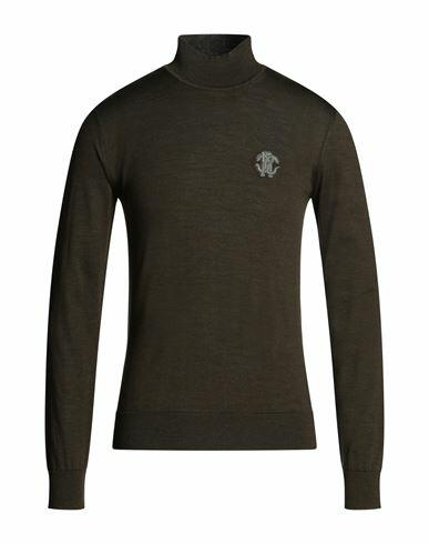 Roberto Cavalli Man Turtleneck Military green Wool Cover