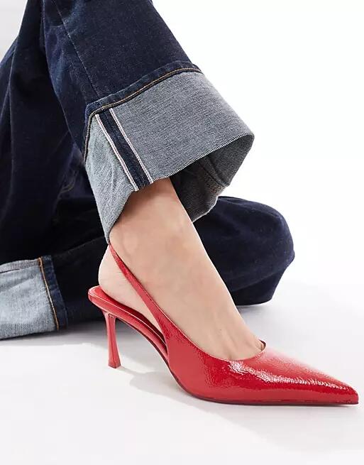 Simmi London Lissa pointed slingback heeled shoe in Red Cover