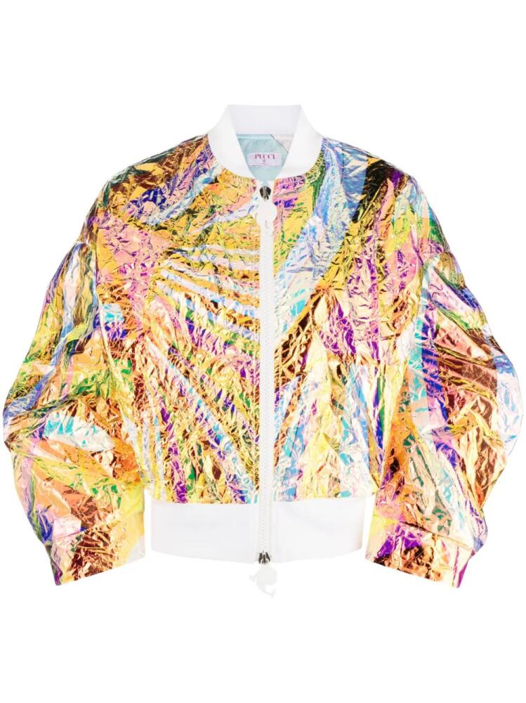 PUCCI Iride-print iridescent bomber jacket - Orange Cover