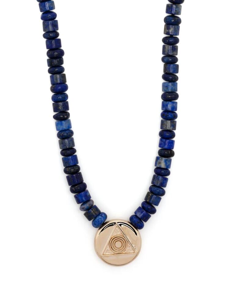 LUIS MORAIS 14kt yellow gold Shield lapis lazuli beaded necklace - Blue Cover