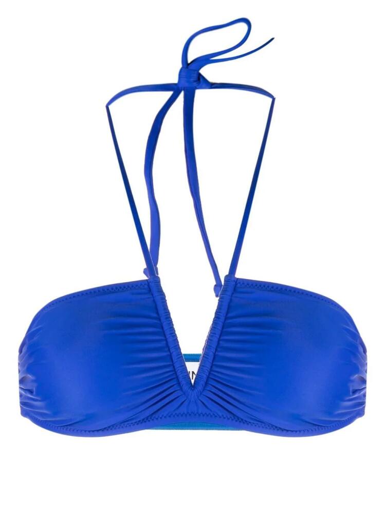 GANNI ruched bikini top - Blue Cover