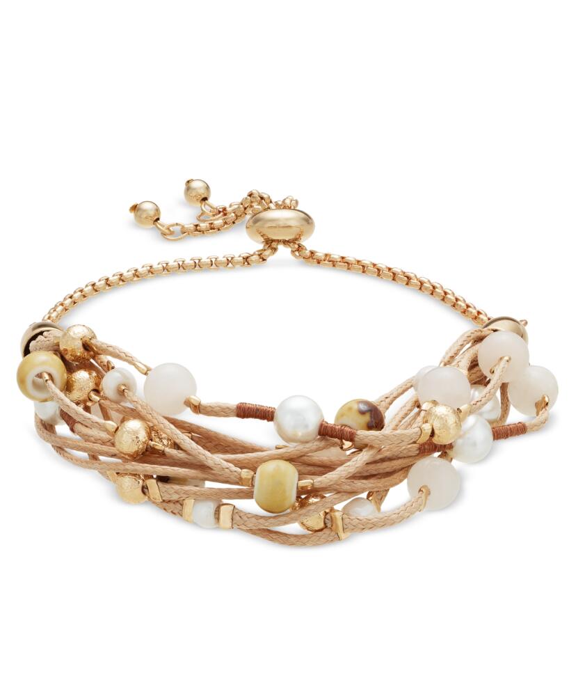 Style & Co Gold-Toned Mixed Bead Multi-Cord Slider Bracelet, Created for Macy's - Brown Cover