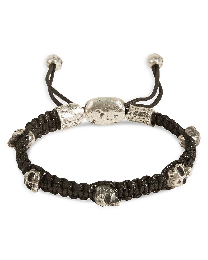 John Varvatos Men's Sterling Silver Skull & Braided Black Cord Bolo Bracelet Cover