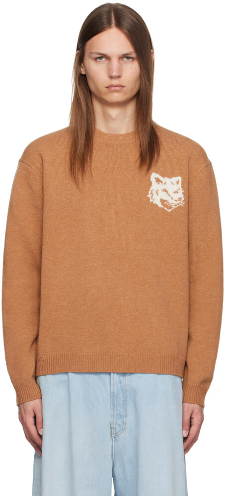 Maison Kitsuné Tan Fox Head Intarsia Sweater Cover