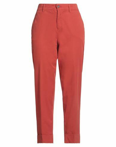 Berwich Woman Pants Tomato red Cotton, Elastane Cover