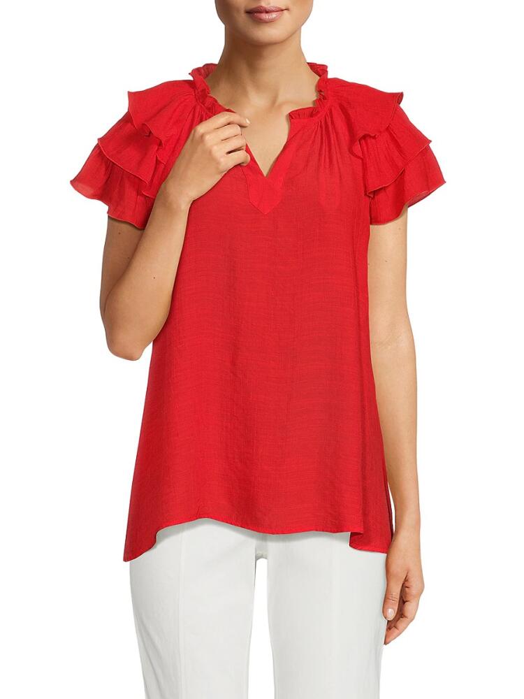 NANETTE nanette lepore Women's Ruffle Top - Poppy Red Cover