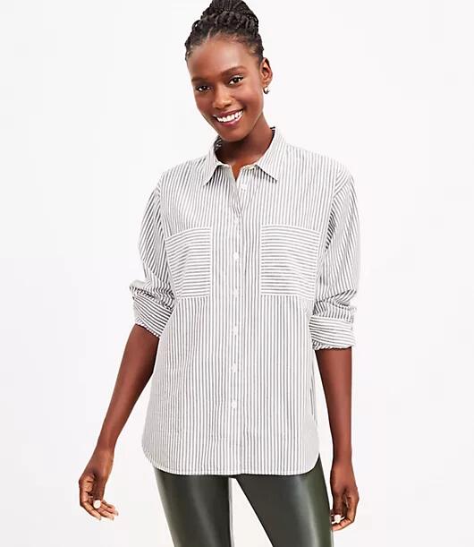 Loft Petite Striped Pocket Tunic Shirt Cover