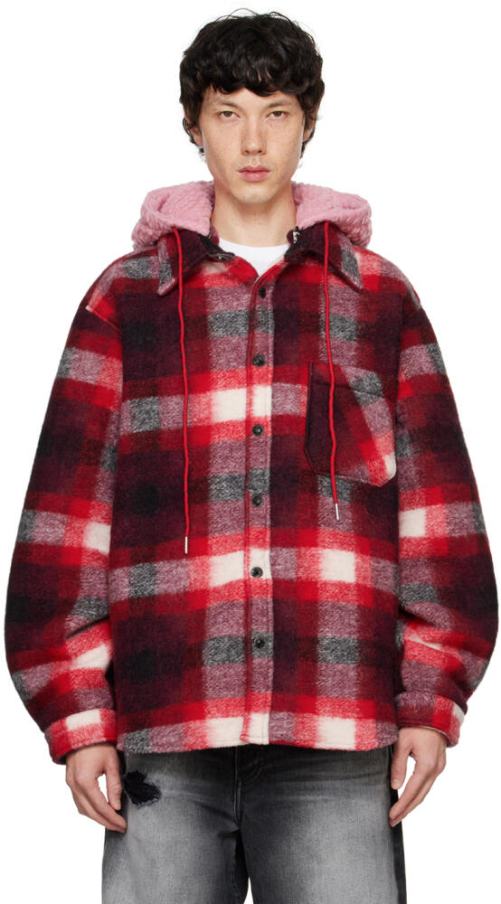 COÛT DE LA LIBERTÉ Red Tommy Plaid Fleece Oversized Jacket Cover